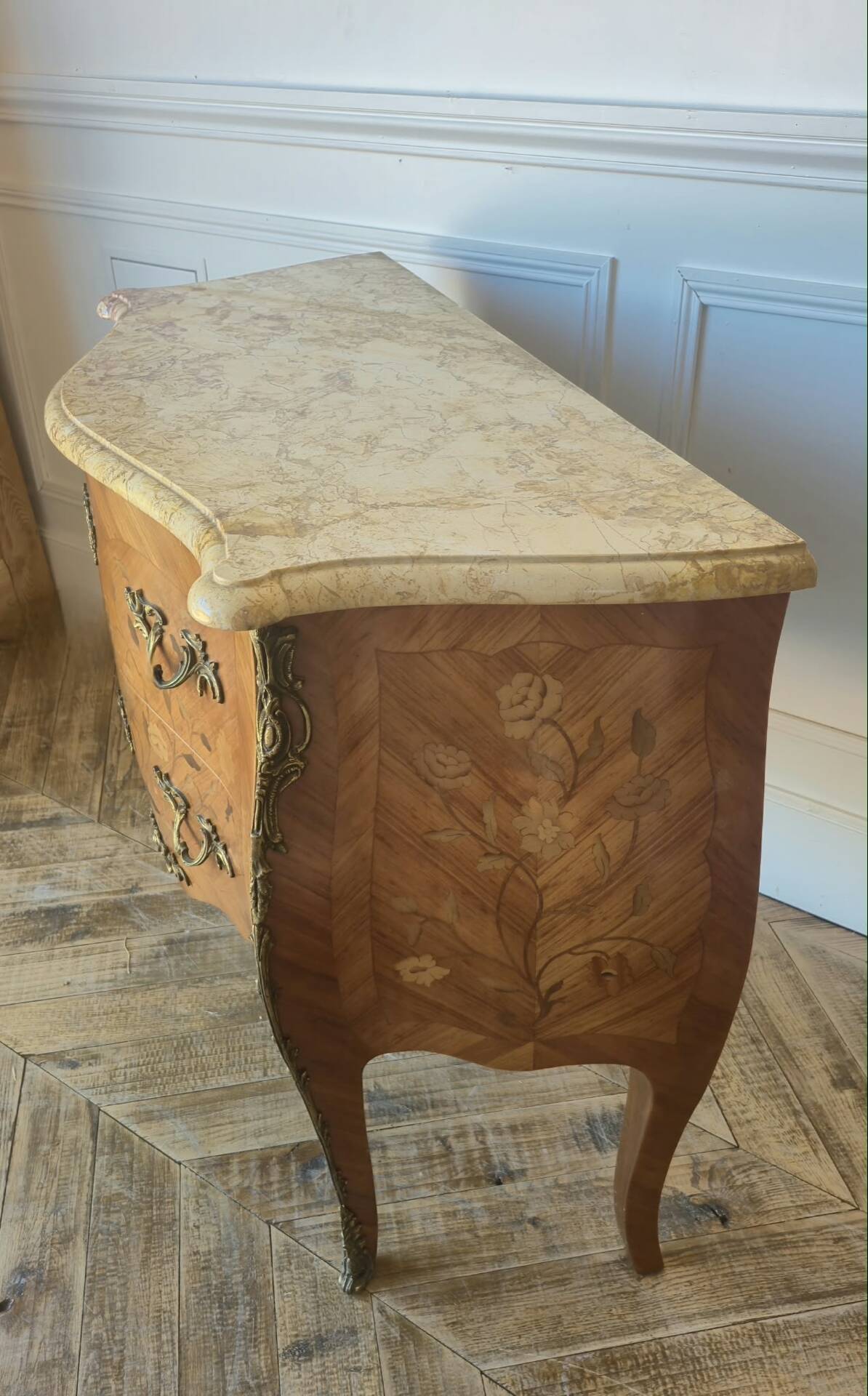 Two-drawer sautéuse in Louis XV style, stamped Skalski.