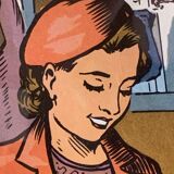 School poster 1960 framed double-sided n14bis The butcher charcutier- n 15 The garage