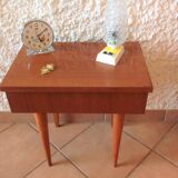 Varnished wooden bedside table Scandinavian style / vintage 60s-70s