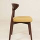 Modern Set of 4 Dining Chairs, Ochre Bouclè and Dark walnut beech wood