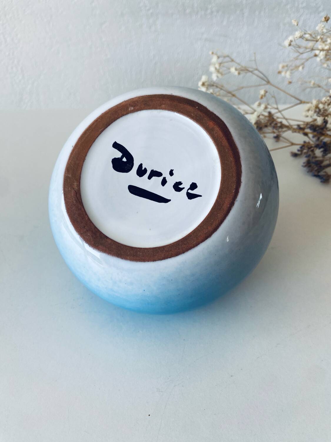 Flower spike vase signed Duriez