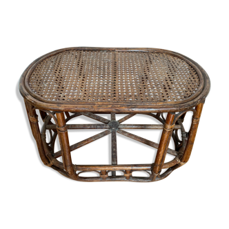 Vintage coffee table in rattan and cannage