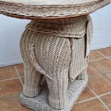 Side table, vintage rattan elephant, 70s