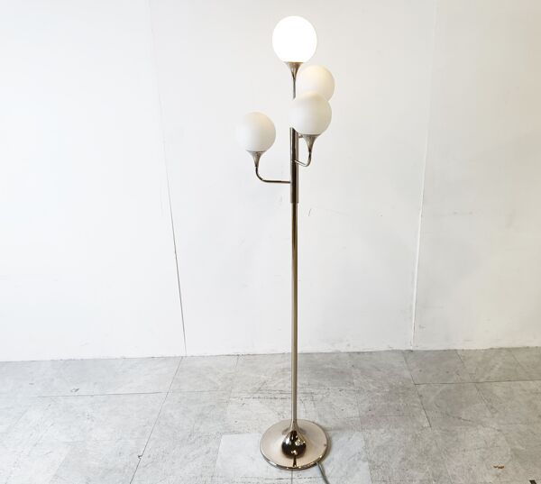 Lampadaire vintage chrome Sciolari, années 1970, Italie