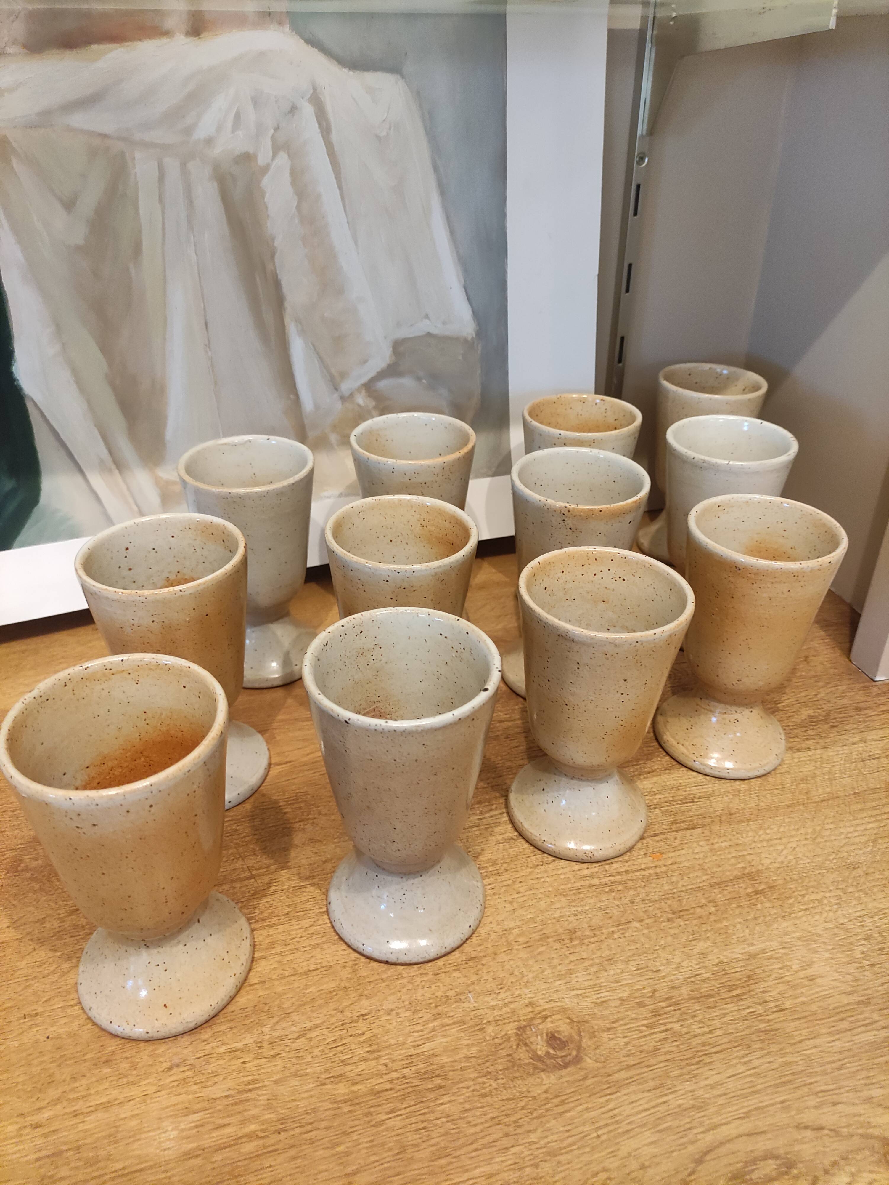 Set of 12 vintage stoneware mazagrans