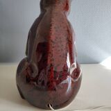 vintage bear lamp in brown ceramic and white opaline globe