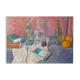 Vintage Mid-Century Still Life with Fruit and Wine Framed Oil Painting