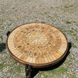Coffee table in wood and ceramic signed Capron