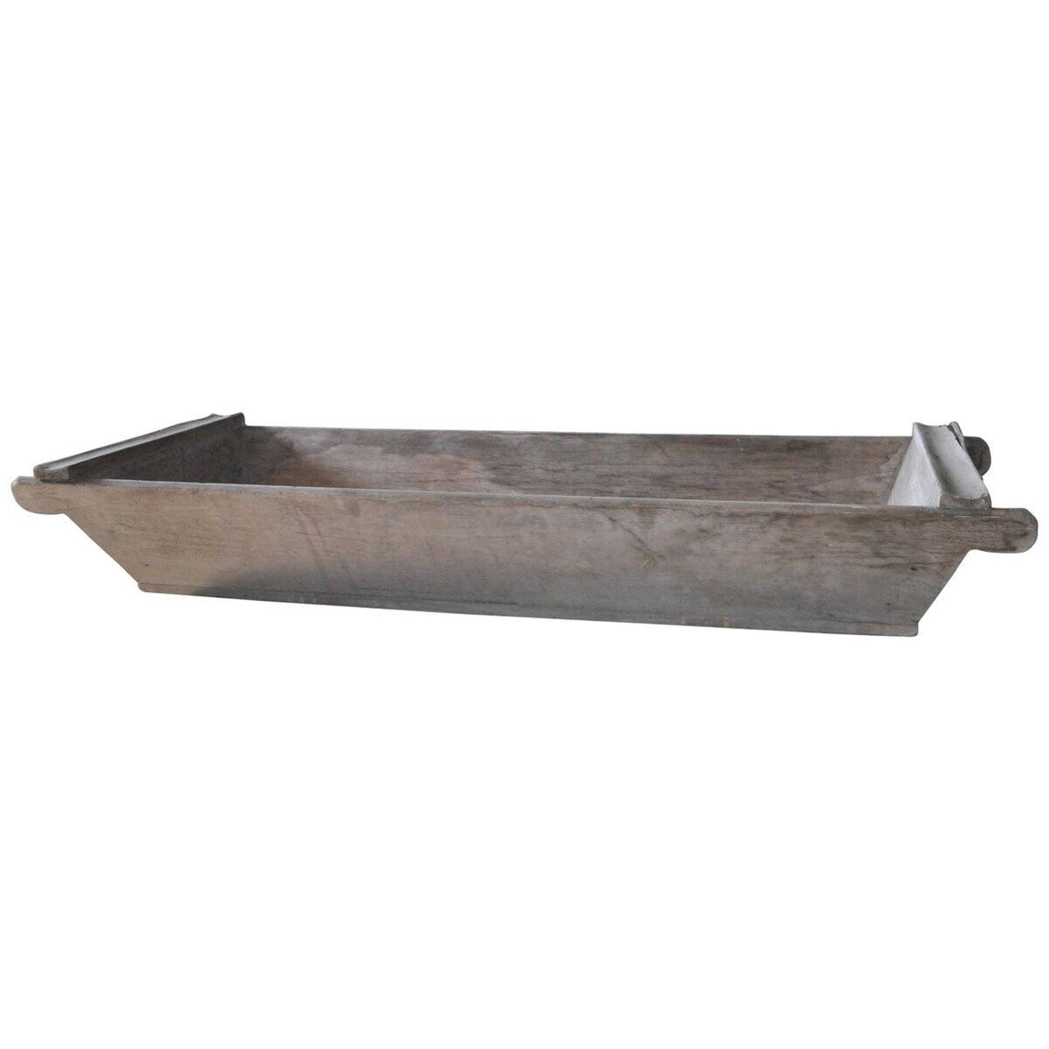 Brown solid wood slicer from the early 20th century — long rustic trough 1890-1919