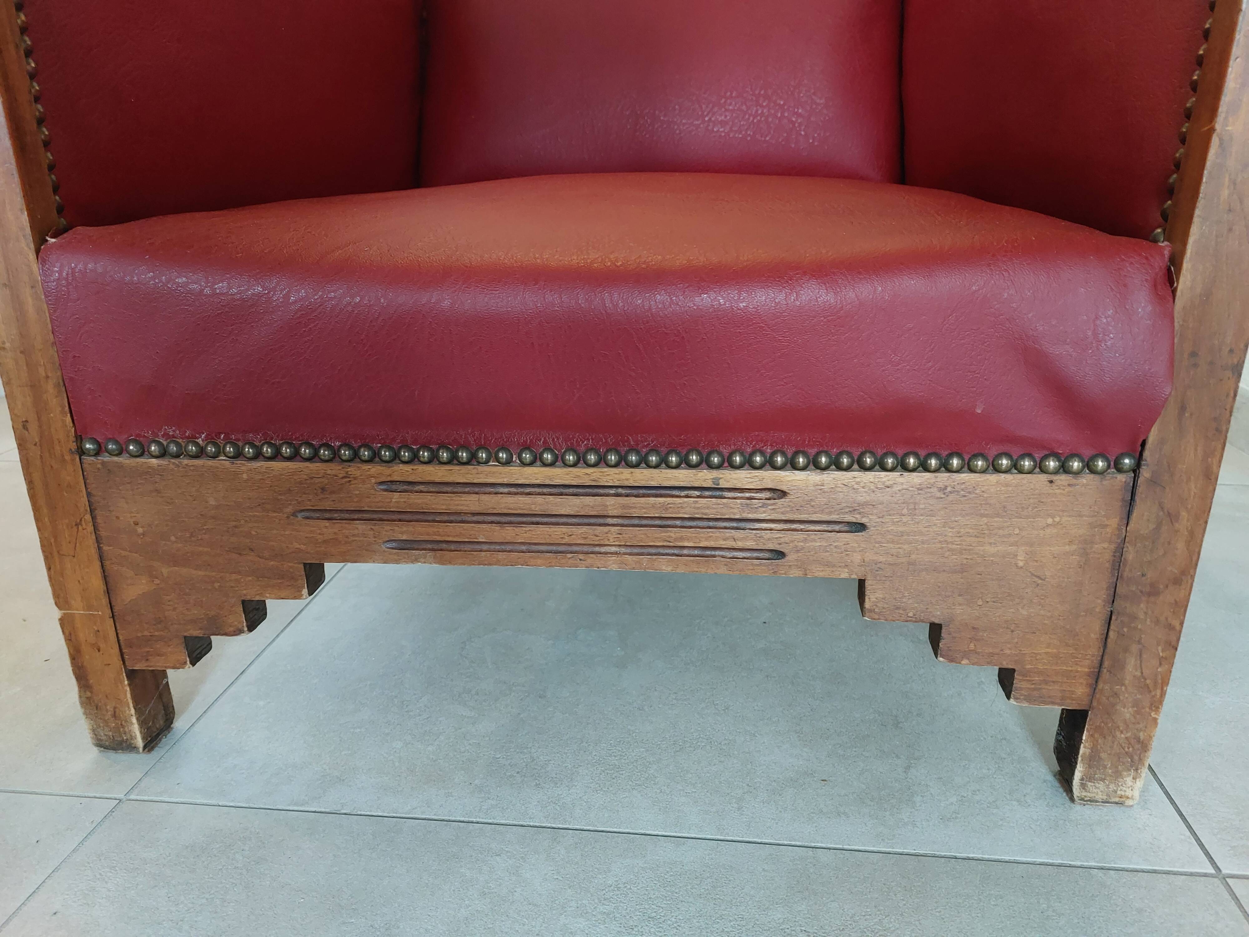 Raspberry red art deco armchair