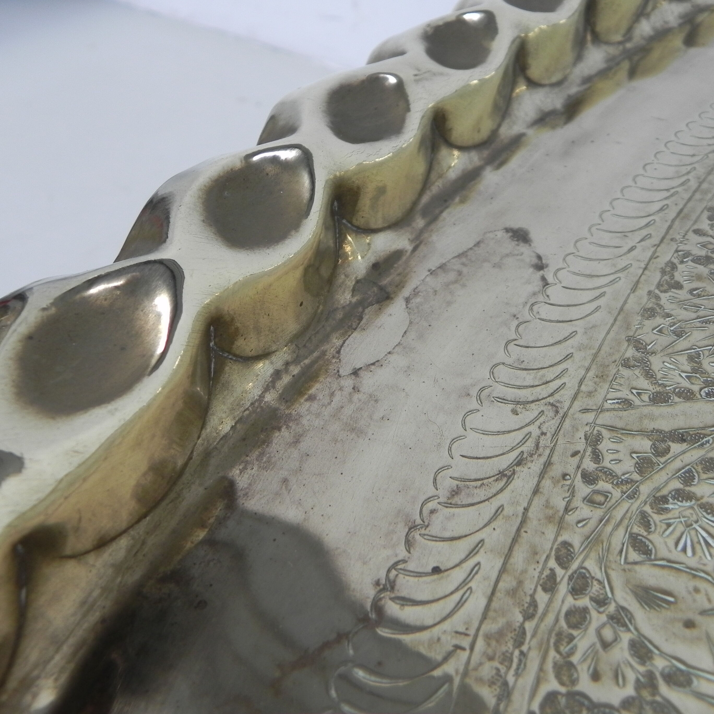 Moroccan brass tray table, ca 1950