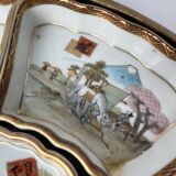 China, porcelain condiment set on lacquered tray, 20th century