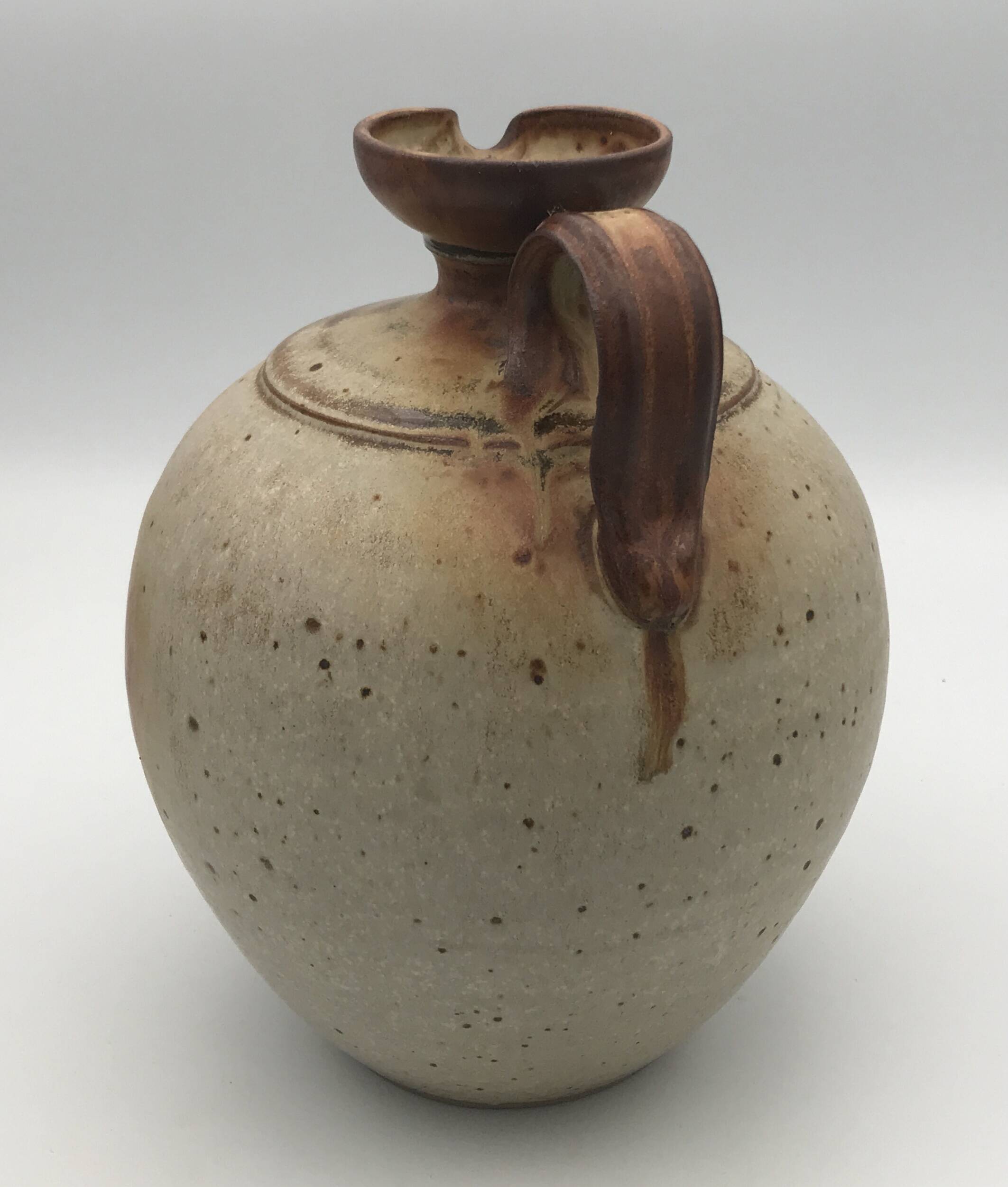 Pyrite stoneware ball pitcher signed Jean-Pierre Prudhomme