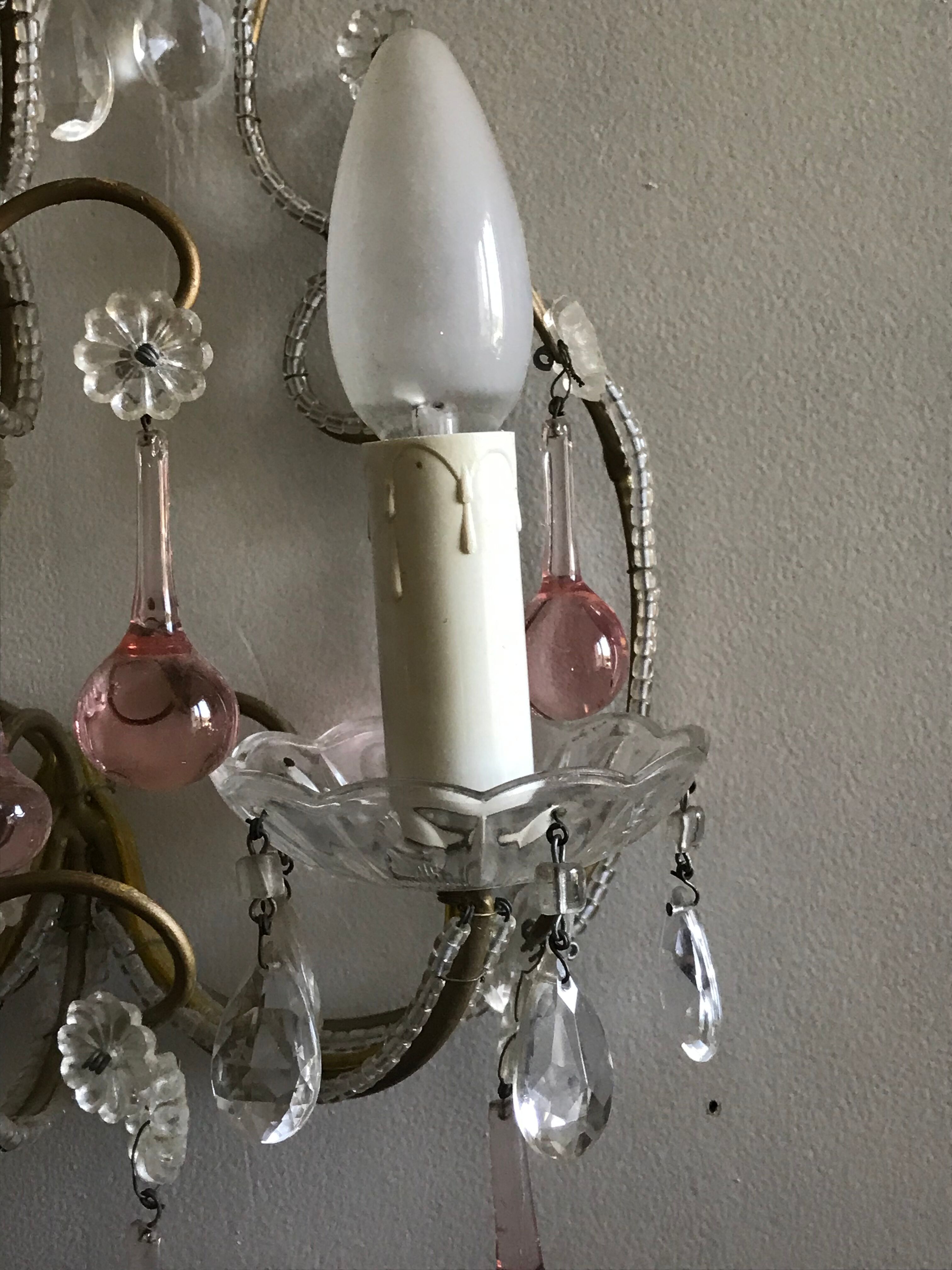 Pairs of Murano crystal wall lamps 1940