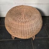 Vintage Italian design rattan wicker ball stool from the 1970s.
