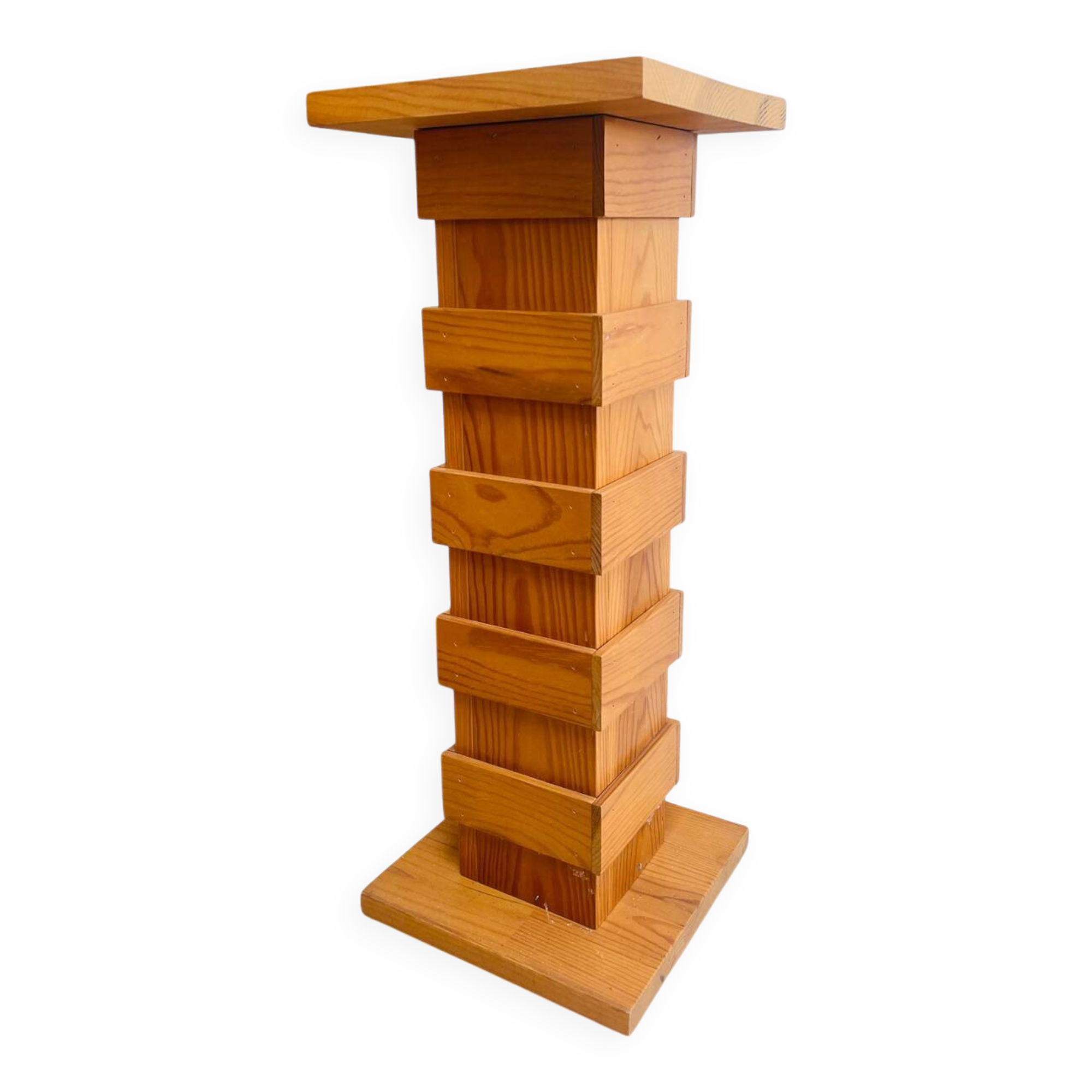 Teak column plant stand, 70s-80s
