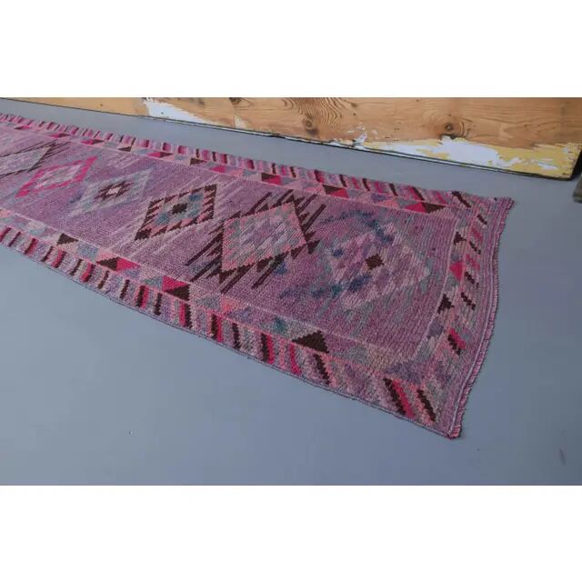1970s Turkish Oushak Handmade Runner Rug 83x358
