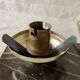 Art Deco bedside lamp - Globe and fawn on marble base