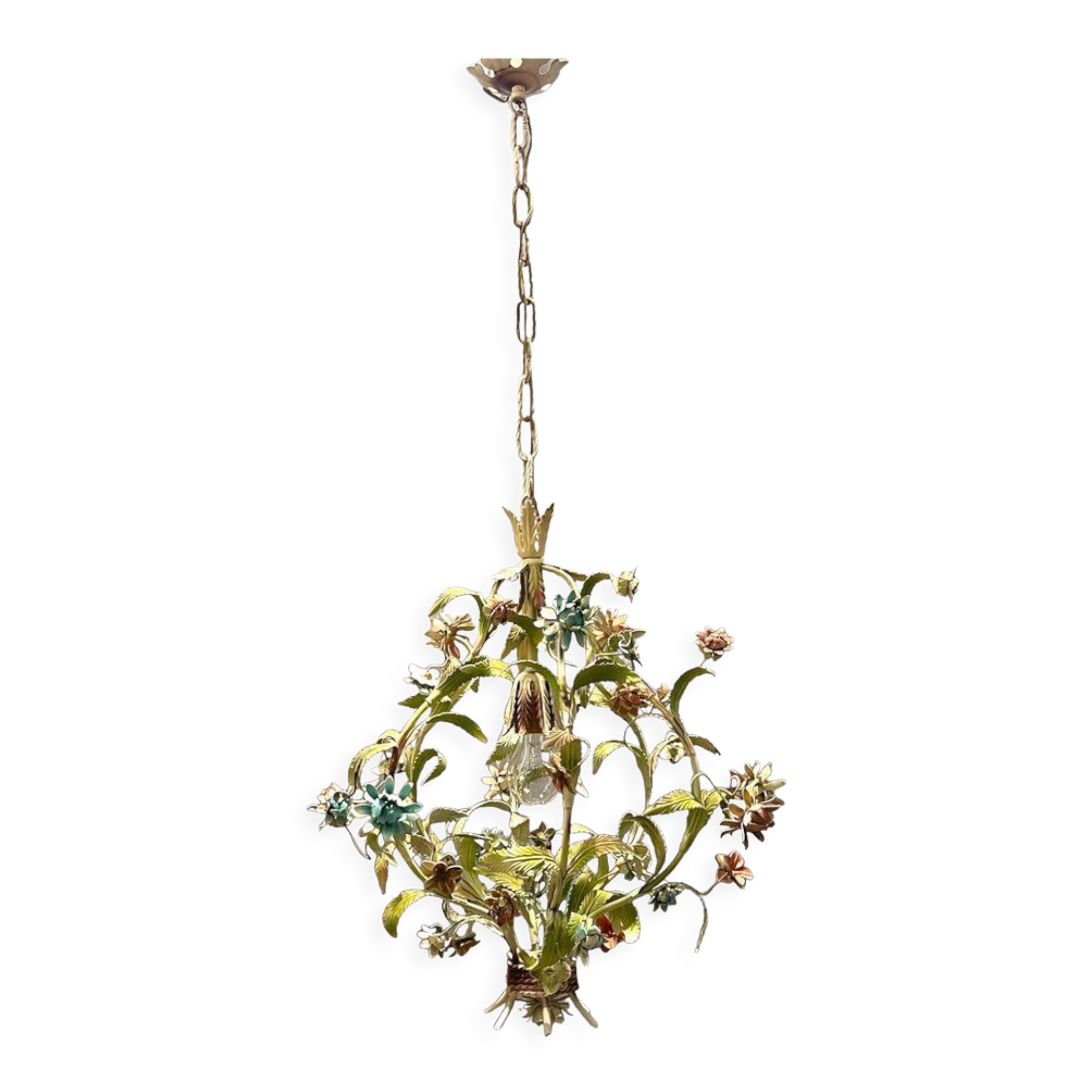 Italian tole flower chandelier, 1960s