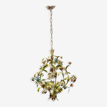Italian tole flower chandelier, 1960s