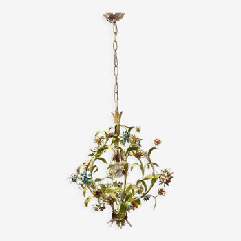 Lustre à fleurs tole italiennes, années 1960