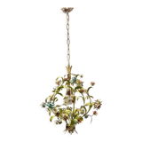 Italian tole flower chandelier, 1960s