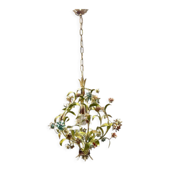 Italian tole flower chandelier, 1960s