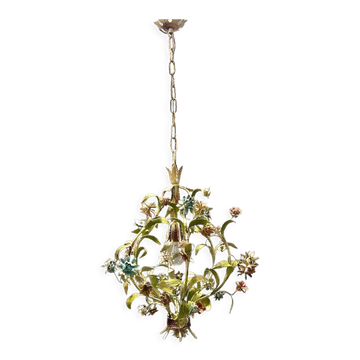 Lustre à fleurs tole italiennes, années 1960