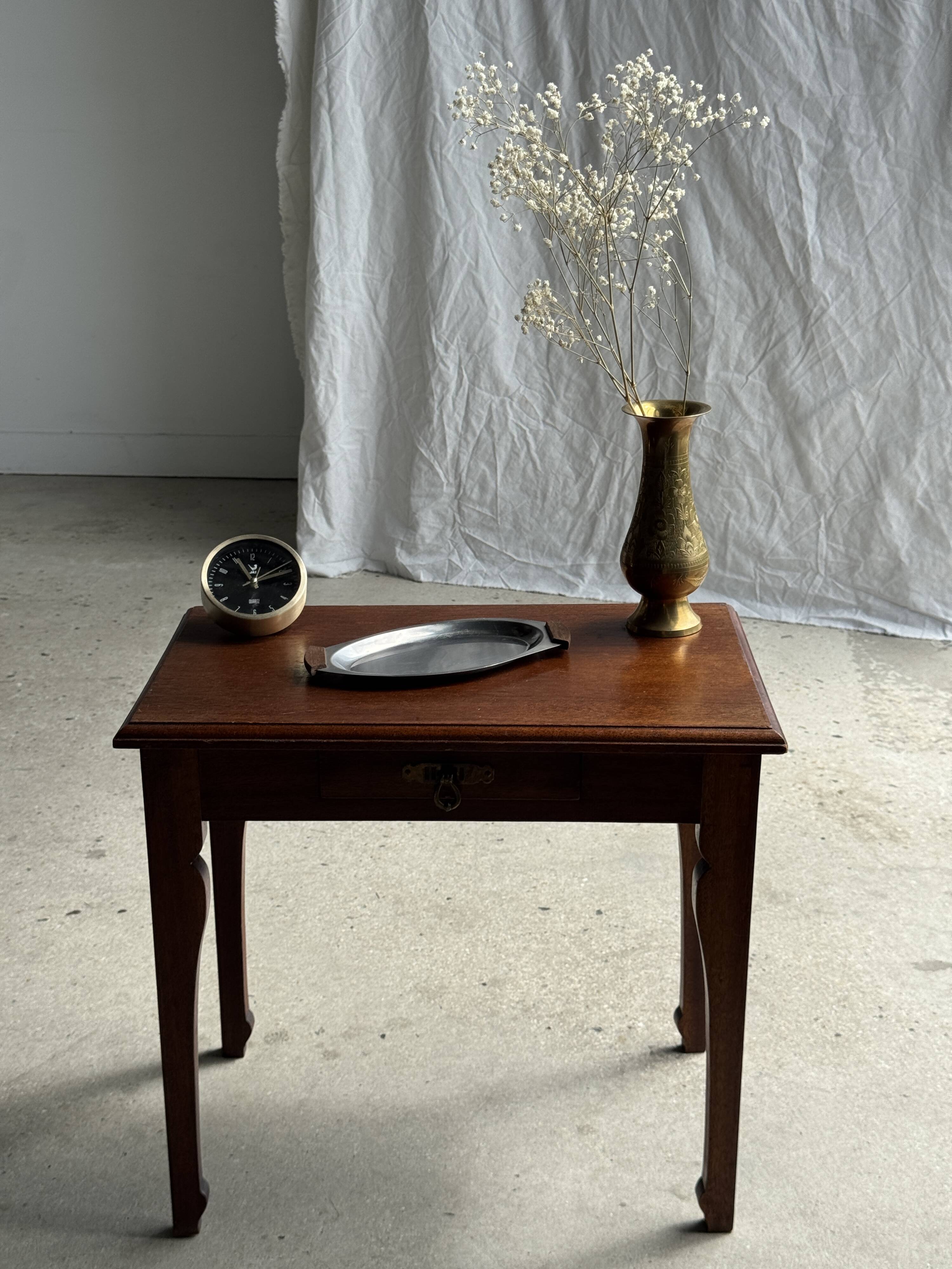 Small oval tray in modernist metal and wood