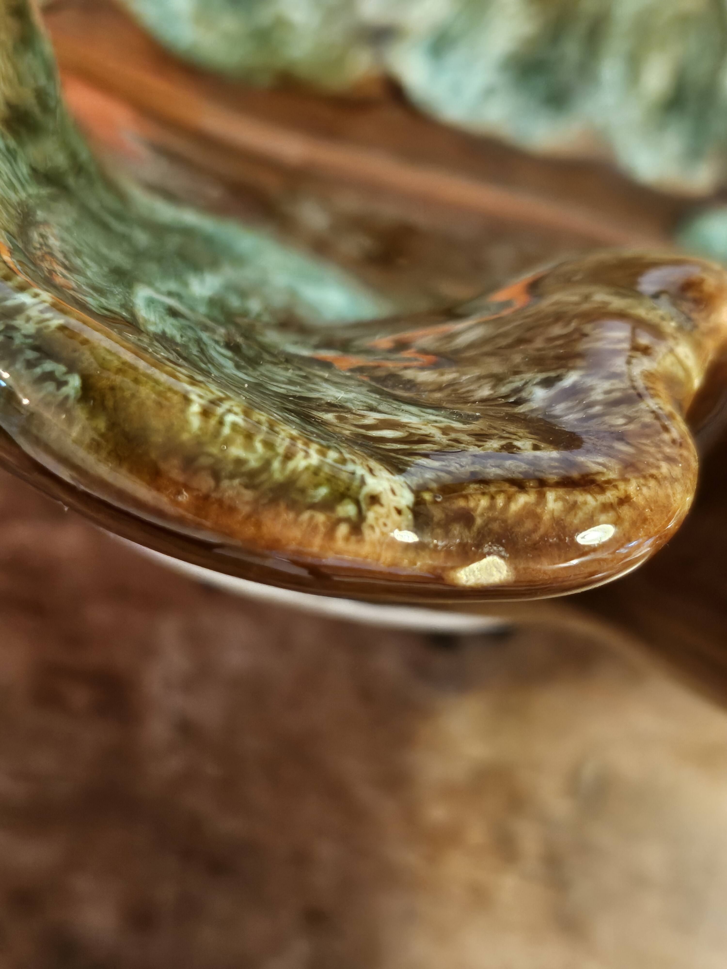 Set of 2 leaf-shaped ceramic dishes from Vallauris.