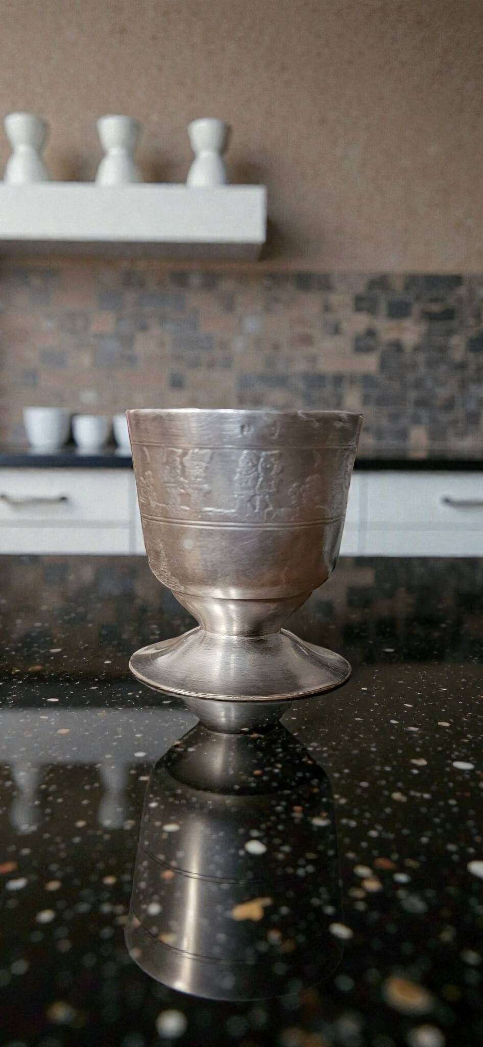 Silver-plated metal egg cup