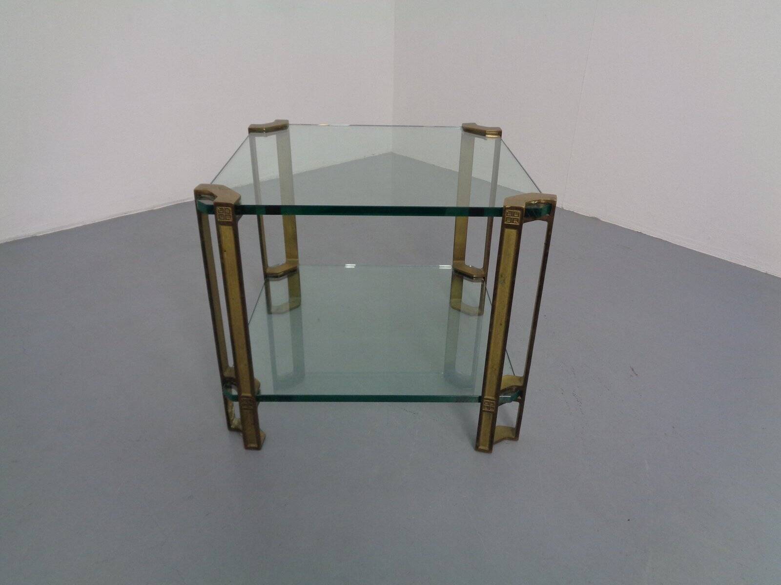T24 Tempered Glass & Brass Coffee Table by Peter Ghyczy, Germany, 1970s
