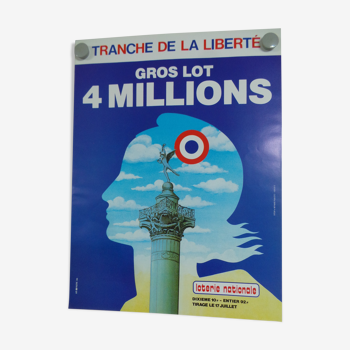 Affiche originale loterie nationale tranche de la liberté 1985