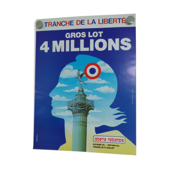 Affiche originale loterie nationale tranche de la liberté 1985