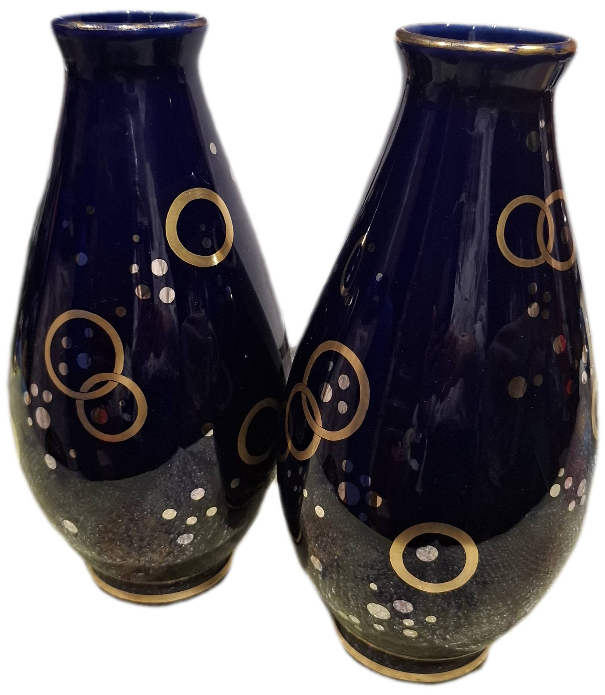 Duo de vase tulipe Gustave ASCH, bleu de Tours