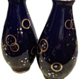 Duo de vase tulipe Gustave ASCH, bleu de Tours