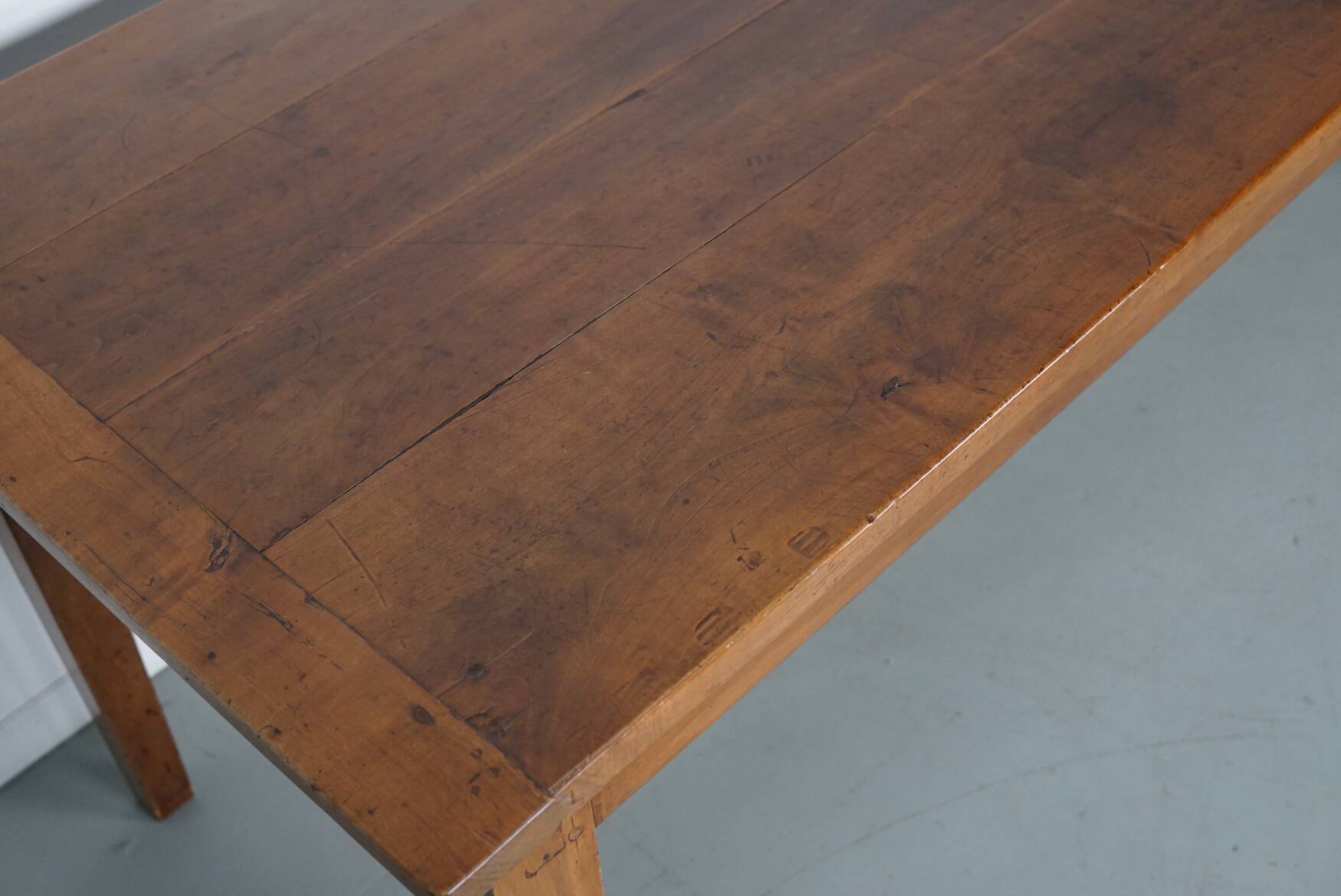 Antique Cherry Early 20th Century French Rustic Farmhouse Dining Table