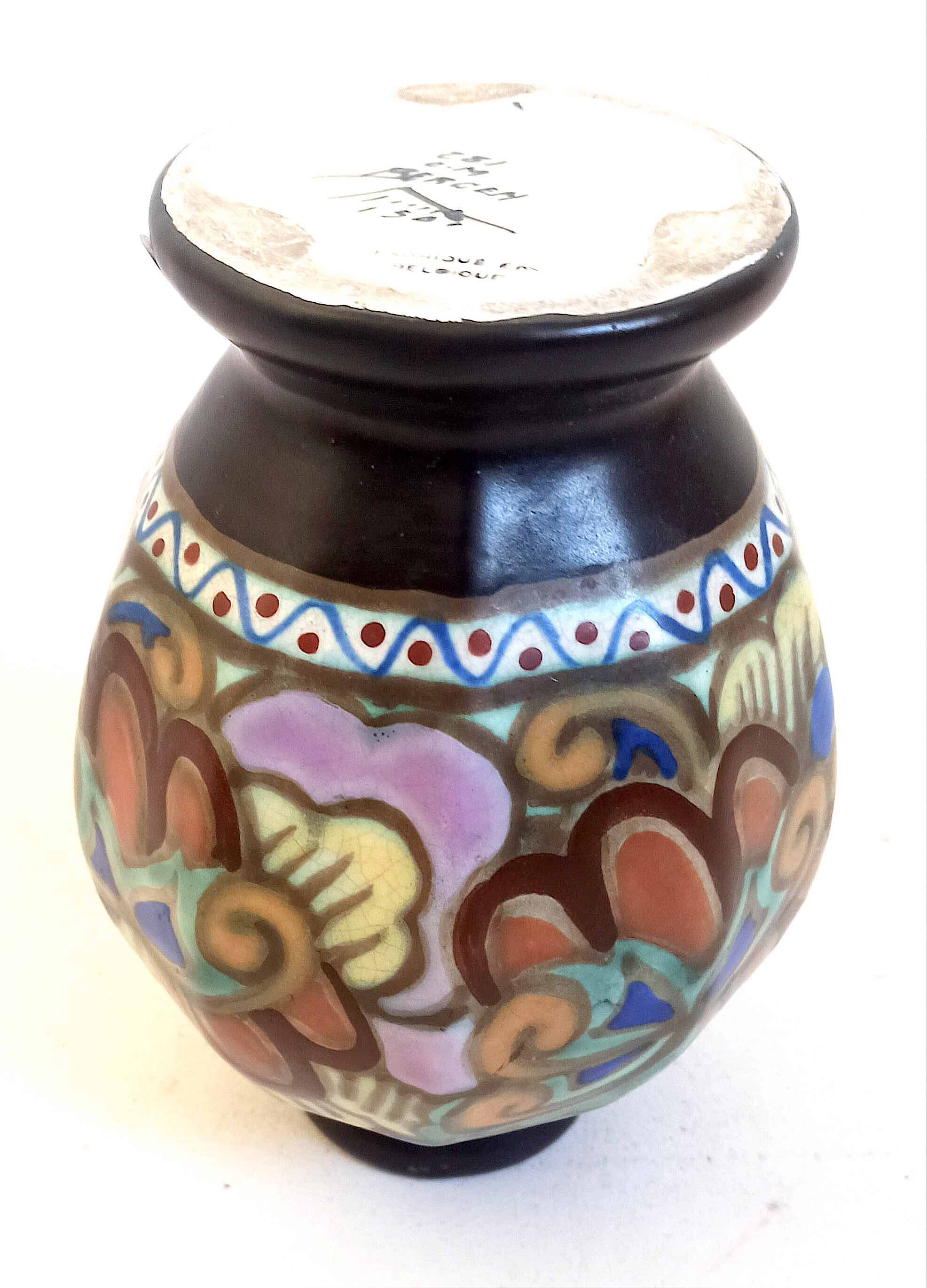 Ceramic vase from Bergen, Belgium 1920s Height 20.2 cm