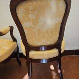 Set of 2 Louis-Philippe chairs, in mahogany wood, newly upholstered