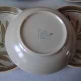 Set of 6 old Longchamp soup plates in ceramic/stoneware with floral decoration
