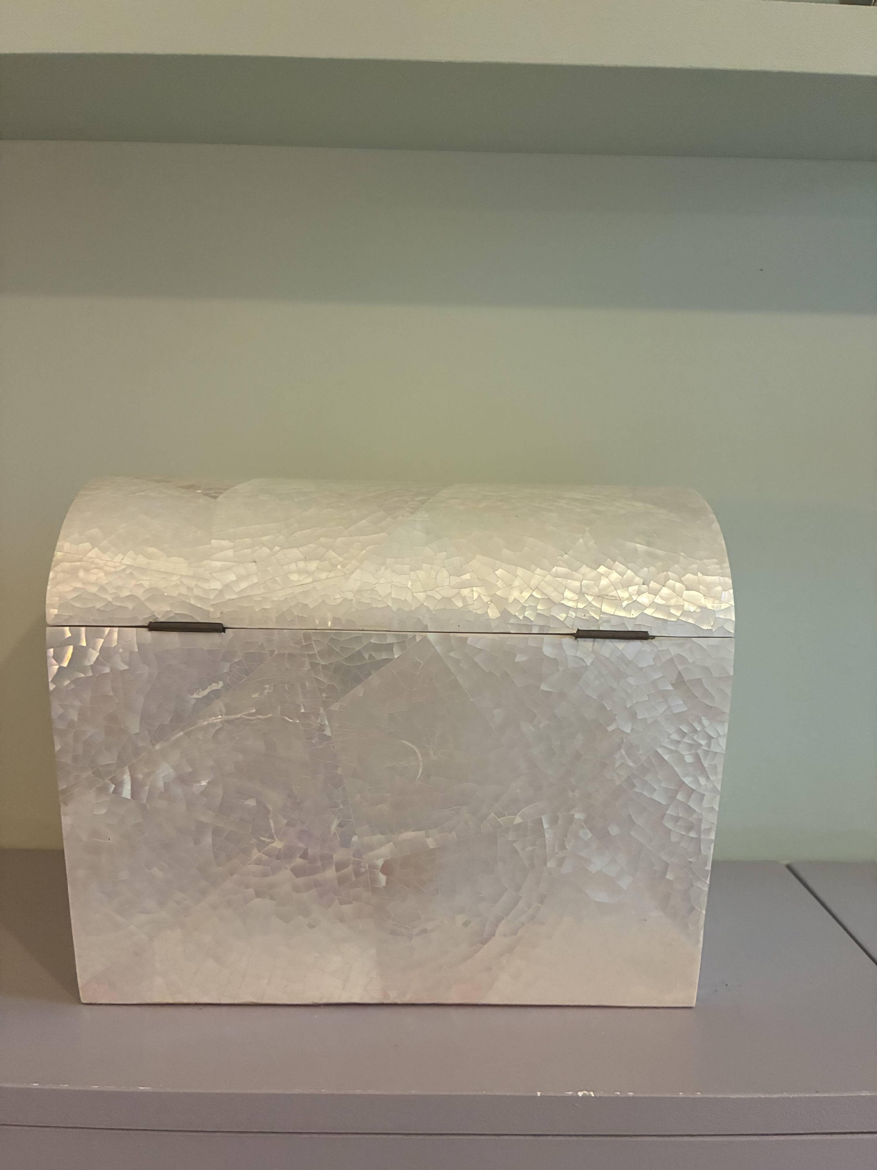 Incredible vintage large mother-of-pearl box.
