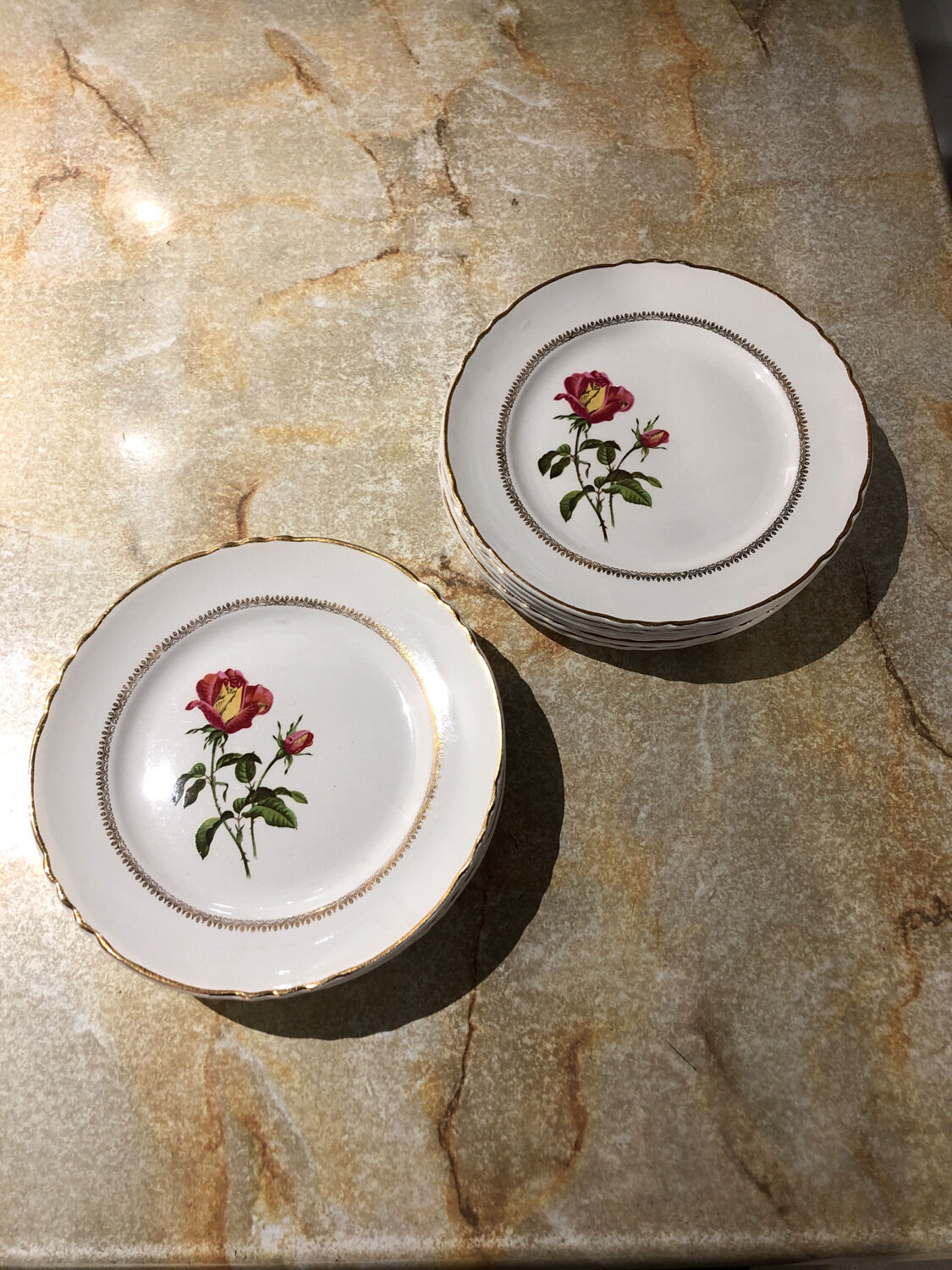 Vintage dessert plates Moulin des loups and Orchies