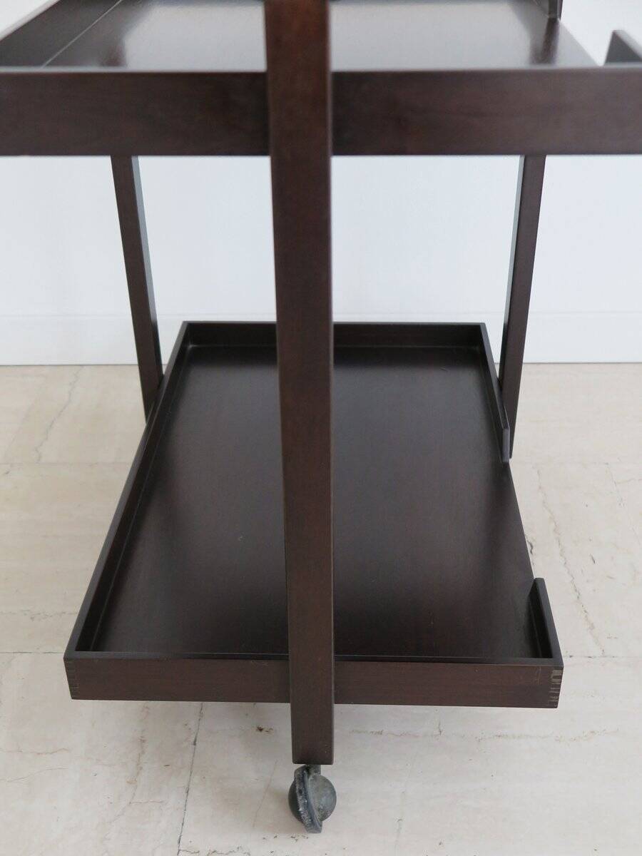 Dark Wood Bar Trolley by Franco Albini for Poggi Pavia, 1970s