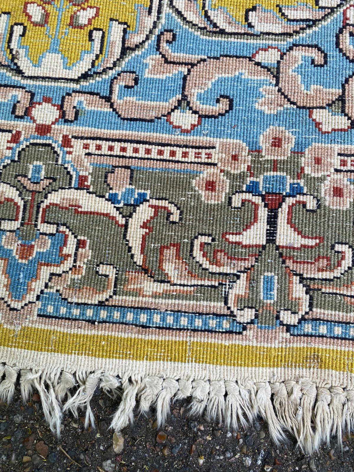 Yellow and blue Persian rug 90x150cm