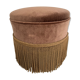 Pouf velours vintage avec frange