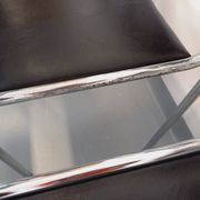 Set of 6 vintage Italian stackable chairs in chrome metal and skai.