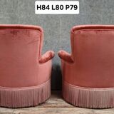 Pair of pink velvet frog armchairs – Napoleon III period