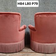 Paire de fauteuils crapauds en velours rose – époque Napoléon III
