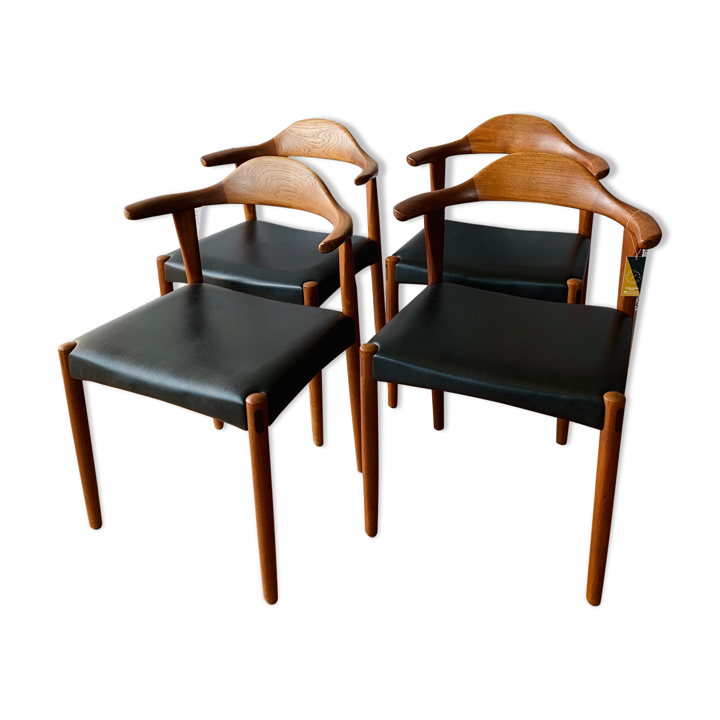 Lot of 4 wooden & skai chairs