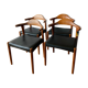 Lot of 4 wooden & skai chairs